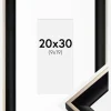Ramme Öjaren Sort-Sølv 20x30 cm - Passepartout Hvid 10x20 cm