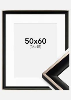 Ramme Öjaren Sort-Sølv 50x60 cm - Passepartout Hvid 37x46 cm