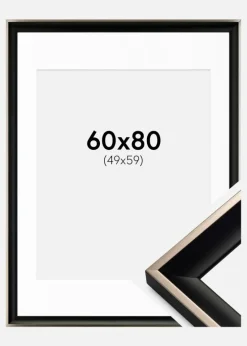 Ramme Öjaren Sort-Sølv 60x80 cm - Passepartout Hvid 50x60 cm