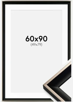 Ramme Öjaren Sort-Sølv 60x90 cm - Passepartout Hvid 50x80 cm