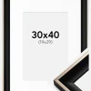Ramme Öjaren Sort-Sølv 30x40 cm - Passepartout Hvid 20x30 cm
