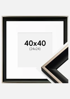 Ramme Öjaren Sort-Sølv 40x40 cm - Passepartout Hvid 25x25 cm