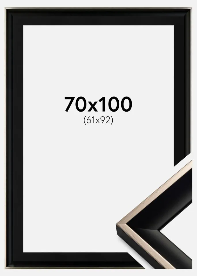 Ramme Öjaren Sort-Sølv 70x100 cm - Passepartout Sort 62x93 cm