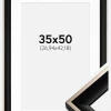 Ramme Öjaren Sort-Sølv 35x50 cm - Passepartout Hvid 11x17 inches