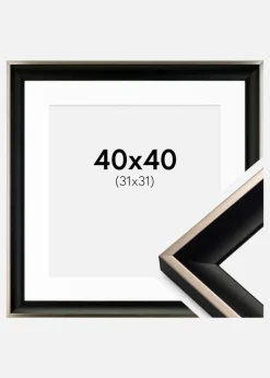 Ramme Öjaren Sort-Sølv 40x40 cm - Passepartout Hvid 32x32 cm