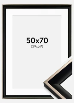 Ramme Öjaren Sort-Sølv 50x70 cm - Passepartout Hvid 40x60 cm