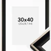 Ramme Öjaren Sort-Sølv 30x40 cm - Passepartout Hvid 21x29,7 cm (A4)