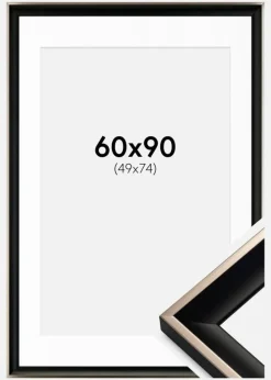 Ramme Öjaren Sort-Sølv 60x90 cm - Passepartout Hvid 50x75 cm