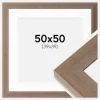 Ramme Juno Grå 50x50 cm - Passepartout Hvid 40x40 cm