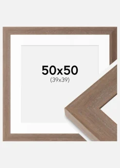 Ramme Juno Grå 50x50 cm - Passepartout Hvid 40x40 cm