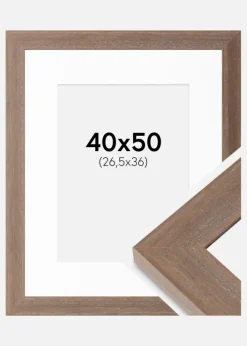 Ramme Juno Grå 40x50 cm - Passepartout Hvid 27,5x37 cm