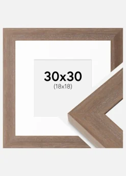 Ramme Juno Grå 30x30 cm - Passepartout Hvid 19x19 cm