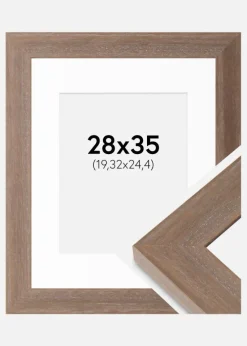 Ramme Juno Grå 28x35 cm - Passepartout Hvid 8x10 inches