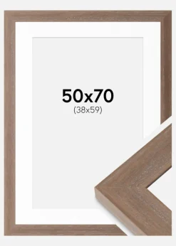 Ramme Juno Grå 50x70 cm - Passepartout Hvid 39x60 cm