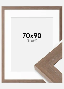 Ramme Juno Grå 70x90 cm - Passepartout Hvid 55x70 cm