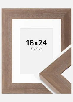 Ramme Juno Grå 18x24 cm - Passepartout Hvid 13x18 cm