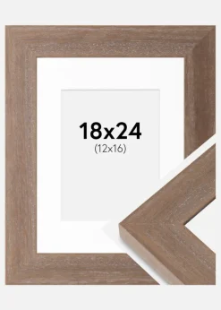 Ramme Juno Grå 18x24 cm - Passepartout Hvid 13x17 cm