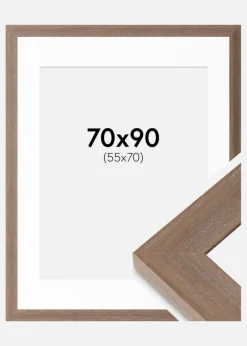 Ramme Juno Grå 70x90 cm - Passepartout Hvid 56x71 cm