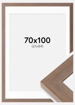 Ramme Juno Grå 70x100 cm - Passepartout Hvid 62x85 cm