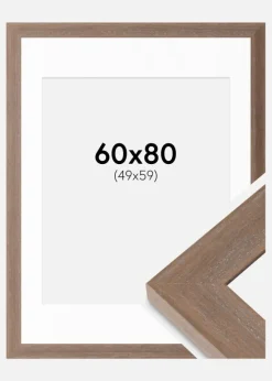 Ramme Juno Grå 60x80 cm - Passepartout Hvid 50x60 cm