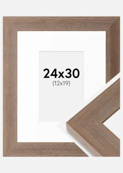 Ramme Juno Grå 24x30 cm - Passepartout Hvid 13x20 cm