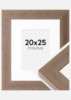 Ramme Juno Grå 20x25 cm - Passepartout Hvid B6 125x176 mm