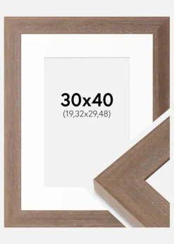 Ramme Juno Grå 30x40 cm - Passepartout Hvid 8x12 inches