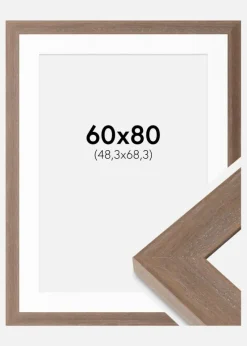 Ramme Juno Grå 60x80 cm - Passepartout Hvid 49,3x69,3 cm