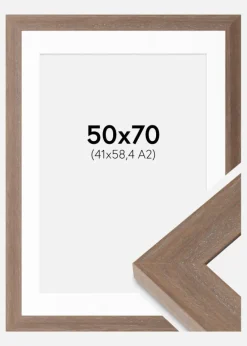 Ramme Juno Grå 50x70 cm - Passepartout Hvid 42x59,4 cm