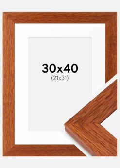 Ramme Juno Kirsebær 30x40 cm - Passepartout Hvid 22x32 cm