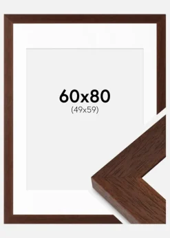 Ramme Juno Teak 60x80 cm - Passepartout Hvid 50x60 cm