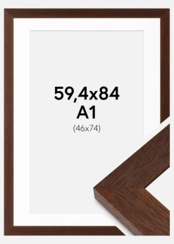 Ramme Juno Teak 59,4x84 cm - Passepartout Hvid 47x75 cm