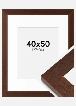 Ramme Juno Teak 40x50 cm - Passepartout Hvid 28x35 cm