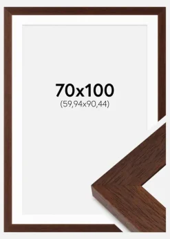 Ramme Juno Teak 70x100 cm - Passepartout Hvid 24x36 inches