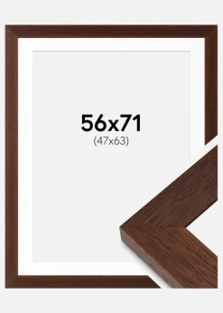 Ramme Juno Teak 56x71 cm - Passepartout Hvid 48x64 cm