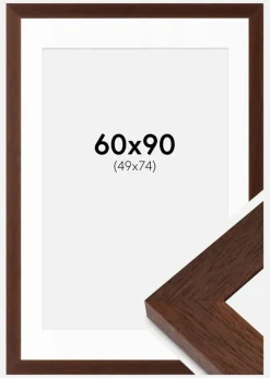 Ramme Juno Teak 60x90 cm - Passepartout Hvid 50x75 cm