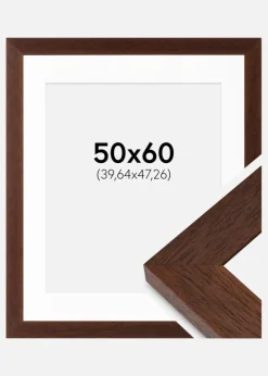 Ramme Juno Teak 50x60 cm - Passepartout Hvid 16x19 inches