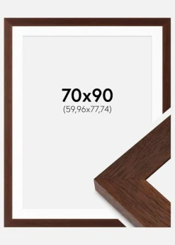 Ramme Juno Teak 70x90 cm - Passepartout Hvid 24x31 inches