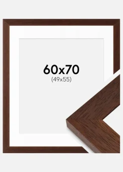 Ramme Juno Teak 60x70 cm - Passepartout Hvid 50x56 cm