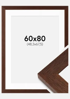 Ramme Juno Teak 60x80 cm - Passepartout Hvid 49,3x68,5 cm