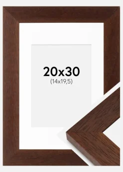 Ramme Juno Teak 20x30 cm - Passepartout Hvid 15x21 cm
