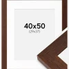 Ramme Juno Teak 40x50 cm - Passepartout Hvid 30x38 cm