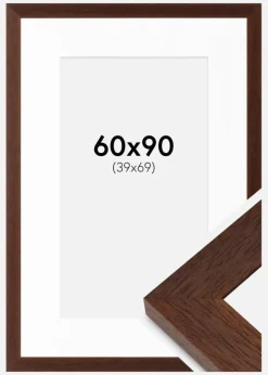 Ramme Juno Teak 60x90 cm - Passepartout Hvid 40x70 cm