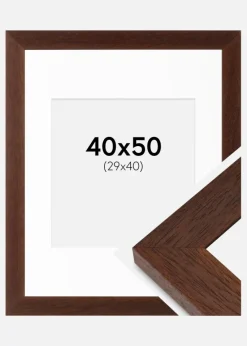 Ramme Juno Teak 40x50 cm - Passepartout Hvid 30x41 cm