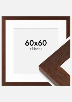 Ramme Juno Teak 60x60 cm - Passepartout Hvid 45x45 cm