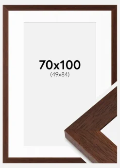 Ramme Juno Teak 70x100 cm - Passepartout Hvid 50x85 cm