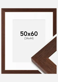 Ramme Juno Teak 50x60 cm - Passepartout Hvid 35x45 cm