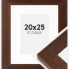 Ramme Juno Teak 20x25 cm - Passepartout Hvid 5x7 inches