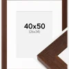 Ramme Juno Teak 40x50 cm - Passepartout Hvid 27x35 cm