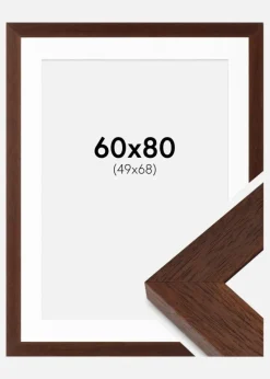 Ramme Juno Teak 60x80 cm - Passepartout Hvid 50x69 cm